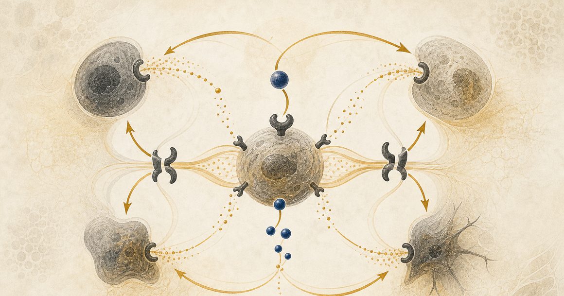 Abstract endocrine feedback loops surrounding receptor-like cellular forms